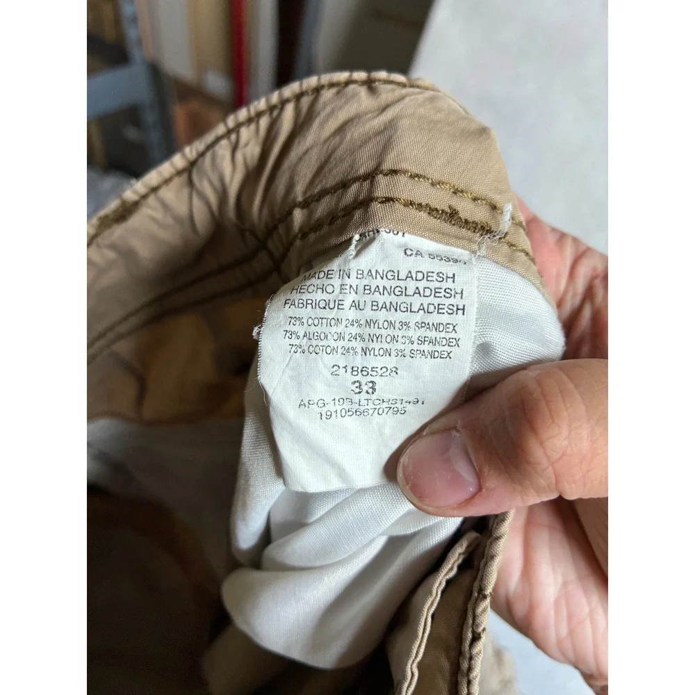 Lee Dungarees Mens Tan Cargo Shorts Size 33 Khaki Utility Workwear Distressed
